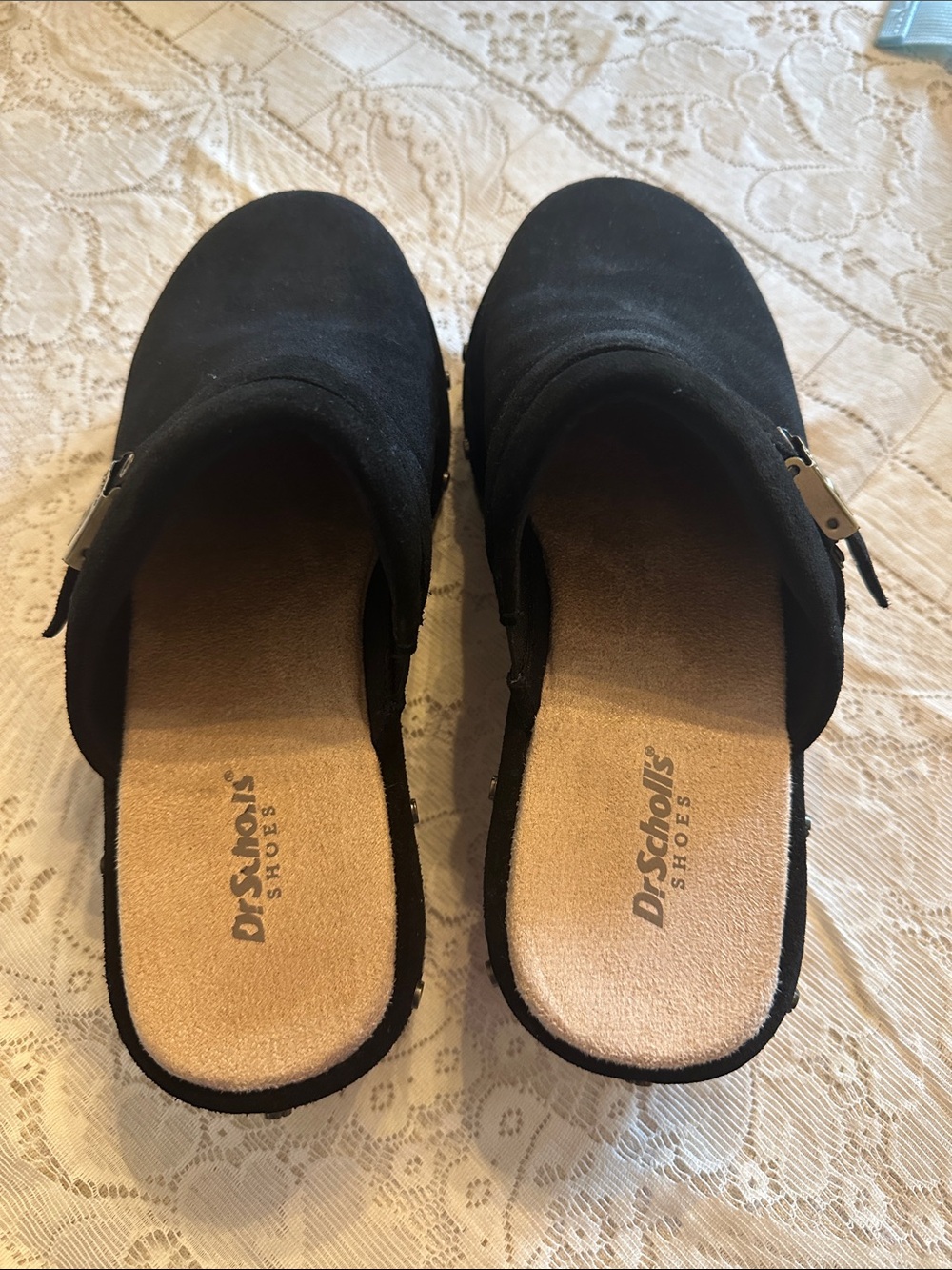 Dr. Scholl's Black Slip-On Clogs with Side Buckle